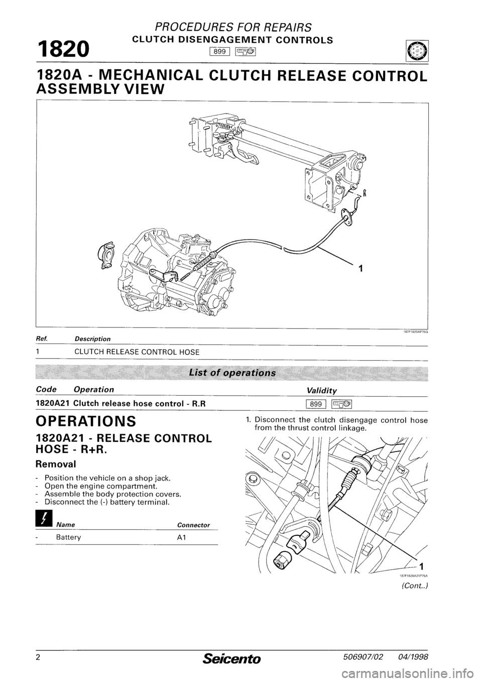 FIAT SEICENTO 1997  Service And Repair Manual 