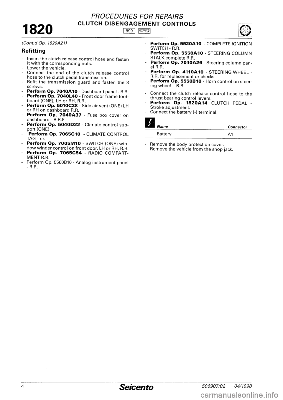 FIAT SEICENTO 1997  Service And Repair Manual 