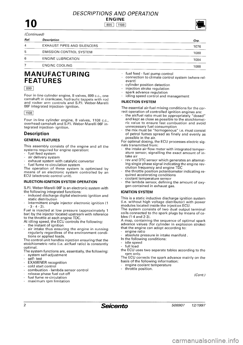 FIAT SEICENTO 1997  Service And Repair Manual 