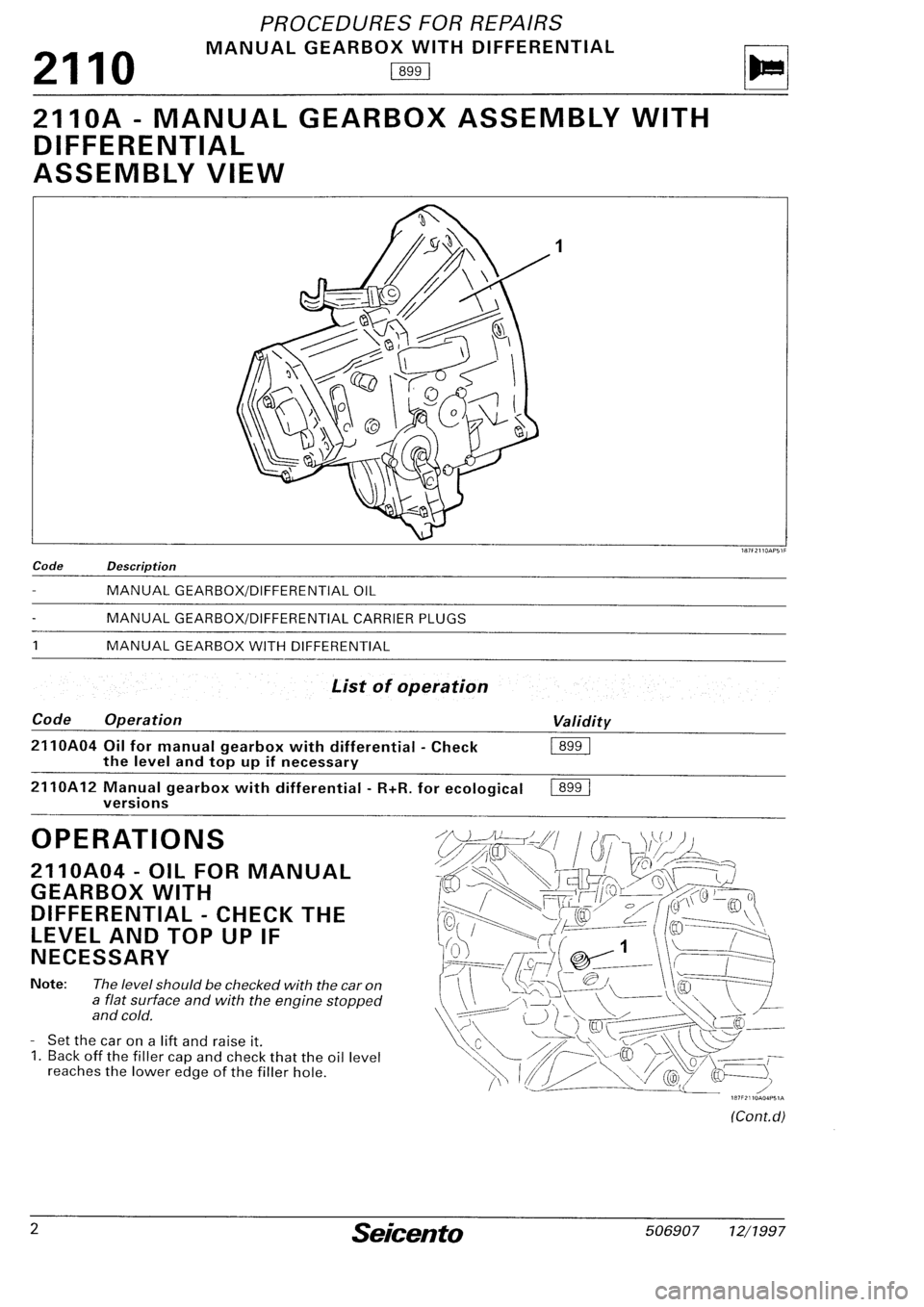 FIAT SEICENTO 1997  Service And Repair Manual 