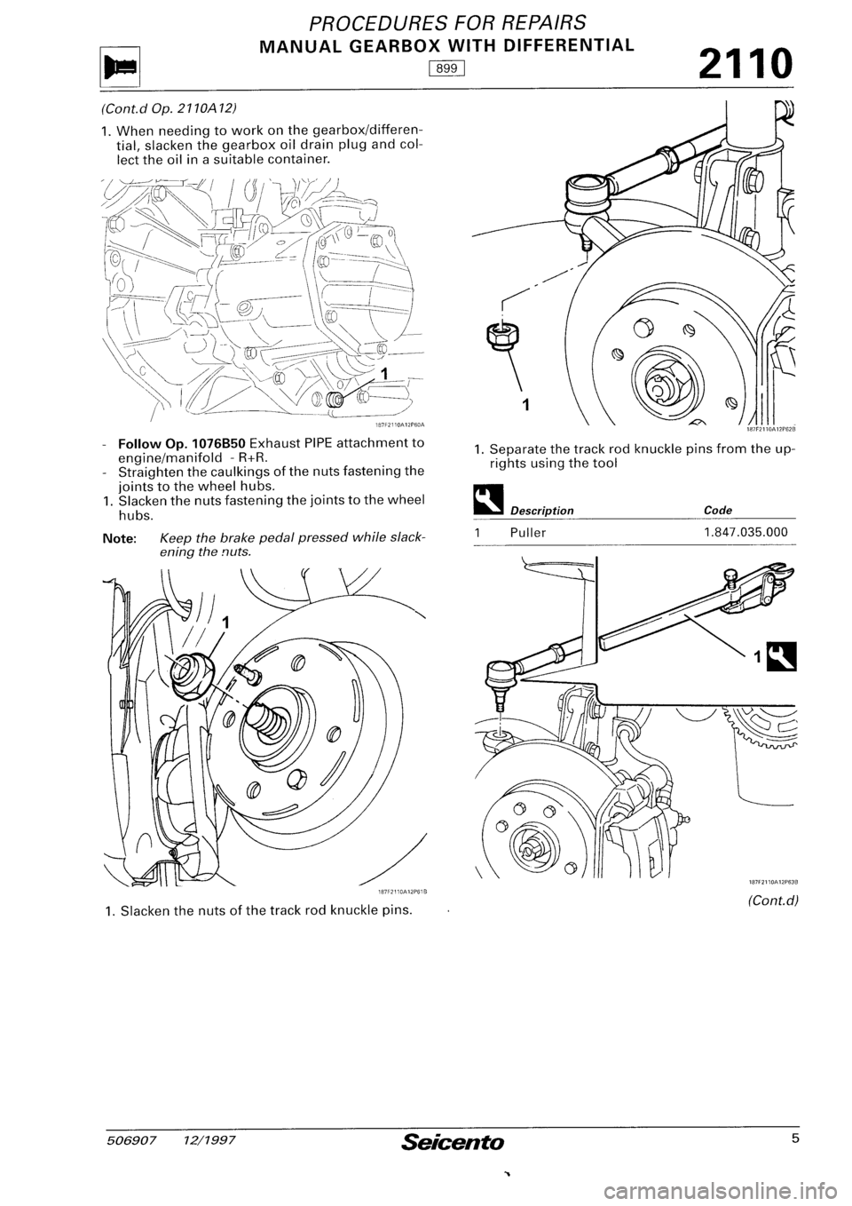 FIAT SEICENTO 1997  Service And Repair Manual 