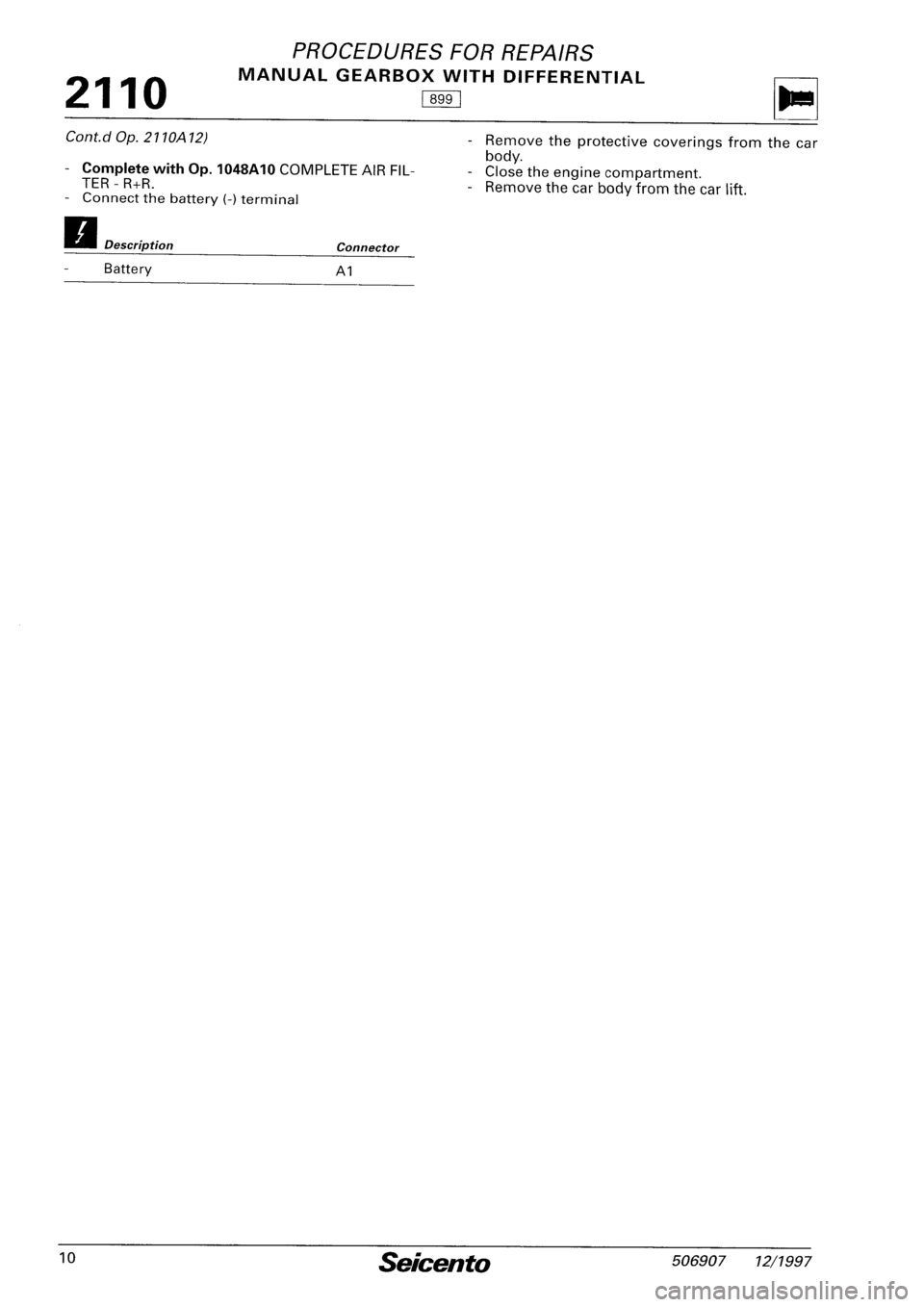 FIAT SEICENTO 1997  Service And Repair Manual 