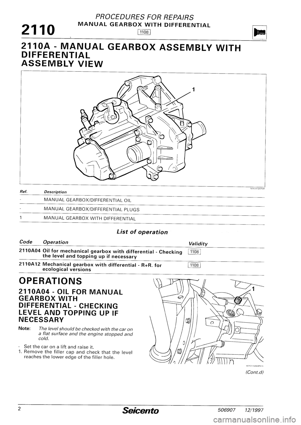 FIAT SEICENTO 1997  Service And Repair Manual 