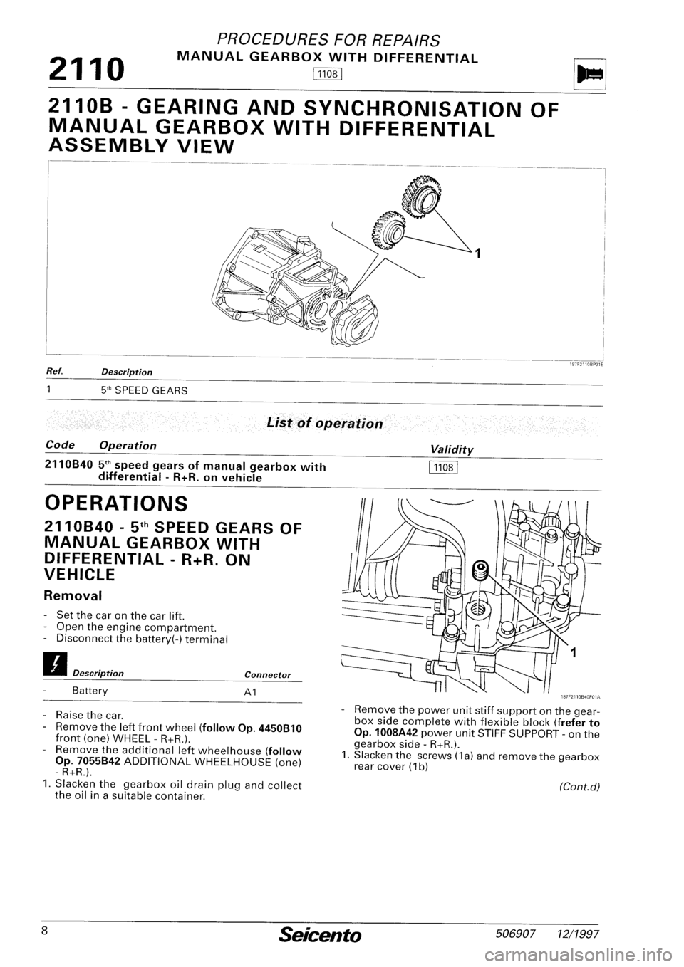 FIAT SEICENTO 1997  Service And Repair Manual 