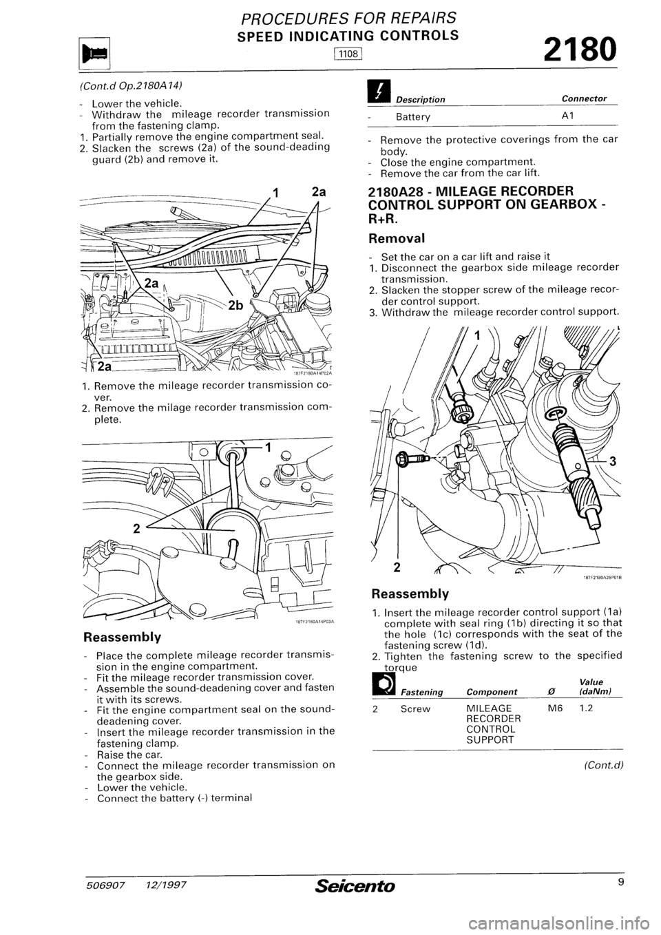 FIAT SEICENTO 1997  Service And Repair Manual 