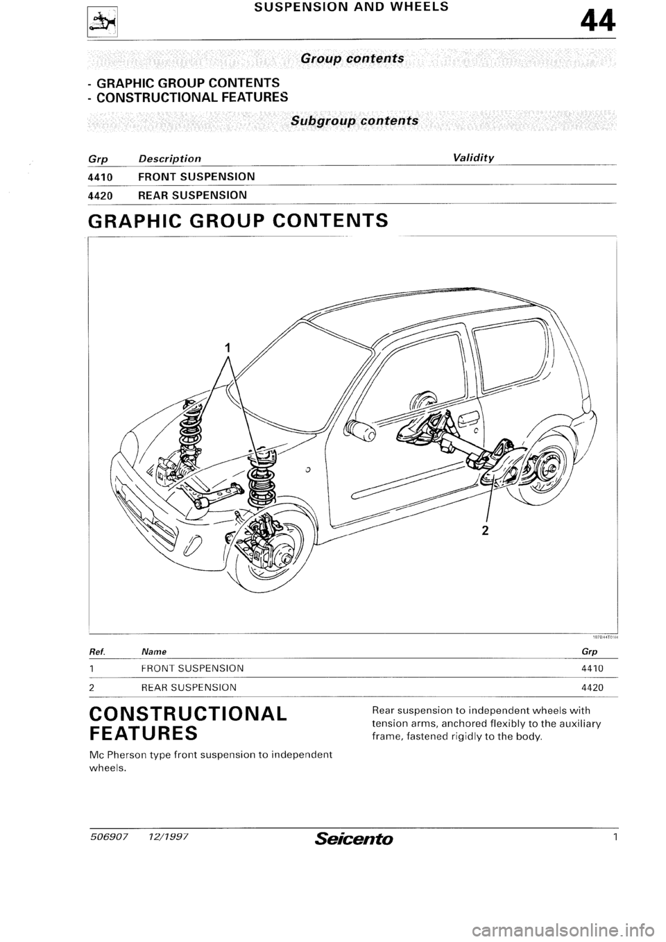 FIAT SEICENTO 1997  Service And Repair Manual 