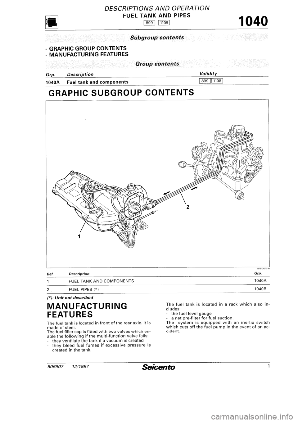 FIAT SEICENTO 1997  Service And Repair Manual 