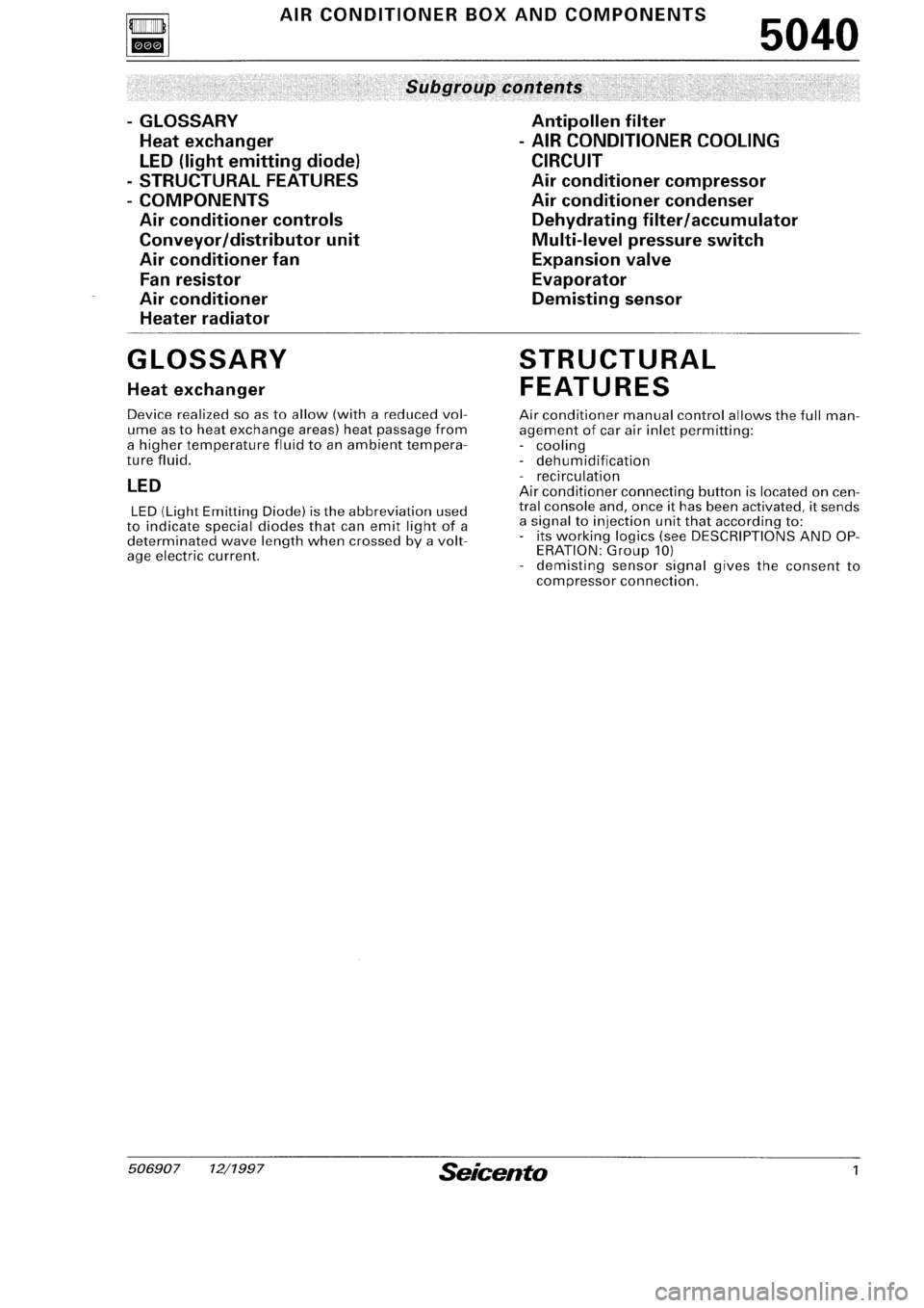 FIAT SEICENTO 1997  Service And Repair Manual 