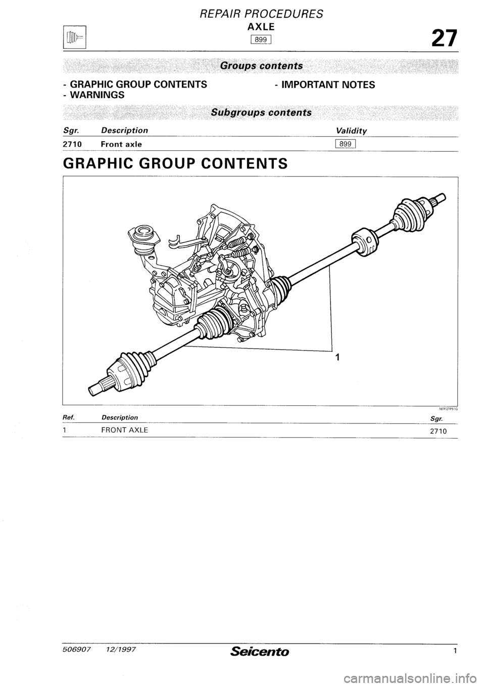 FIAT SEICENTO 1997  Service And Repair Manual 