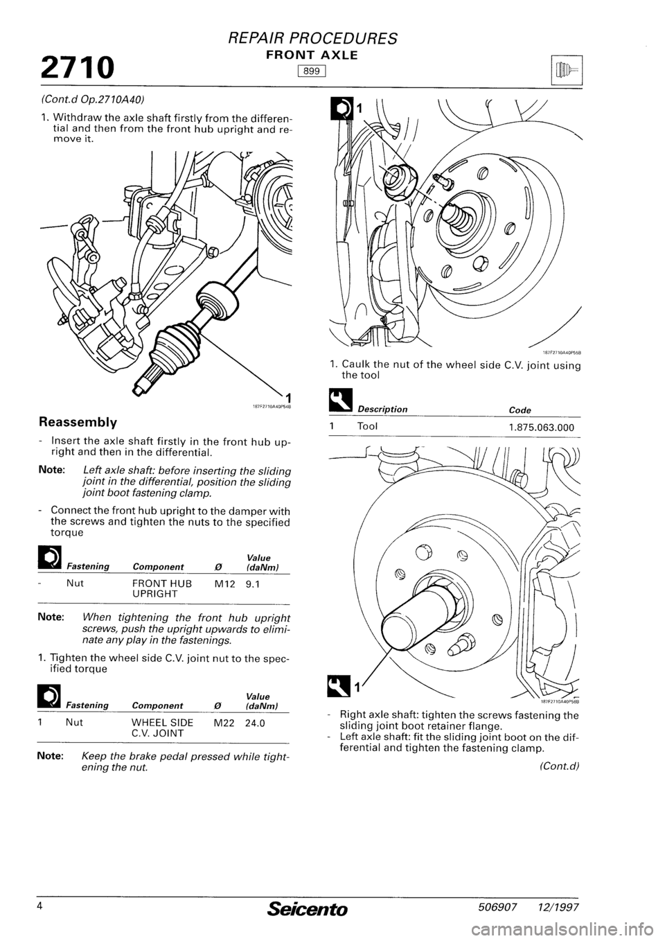 FIAT SEICENTO 1997  Service And Repair Manual 