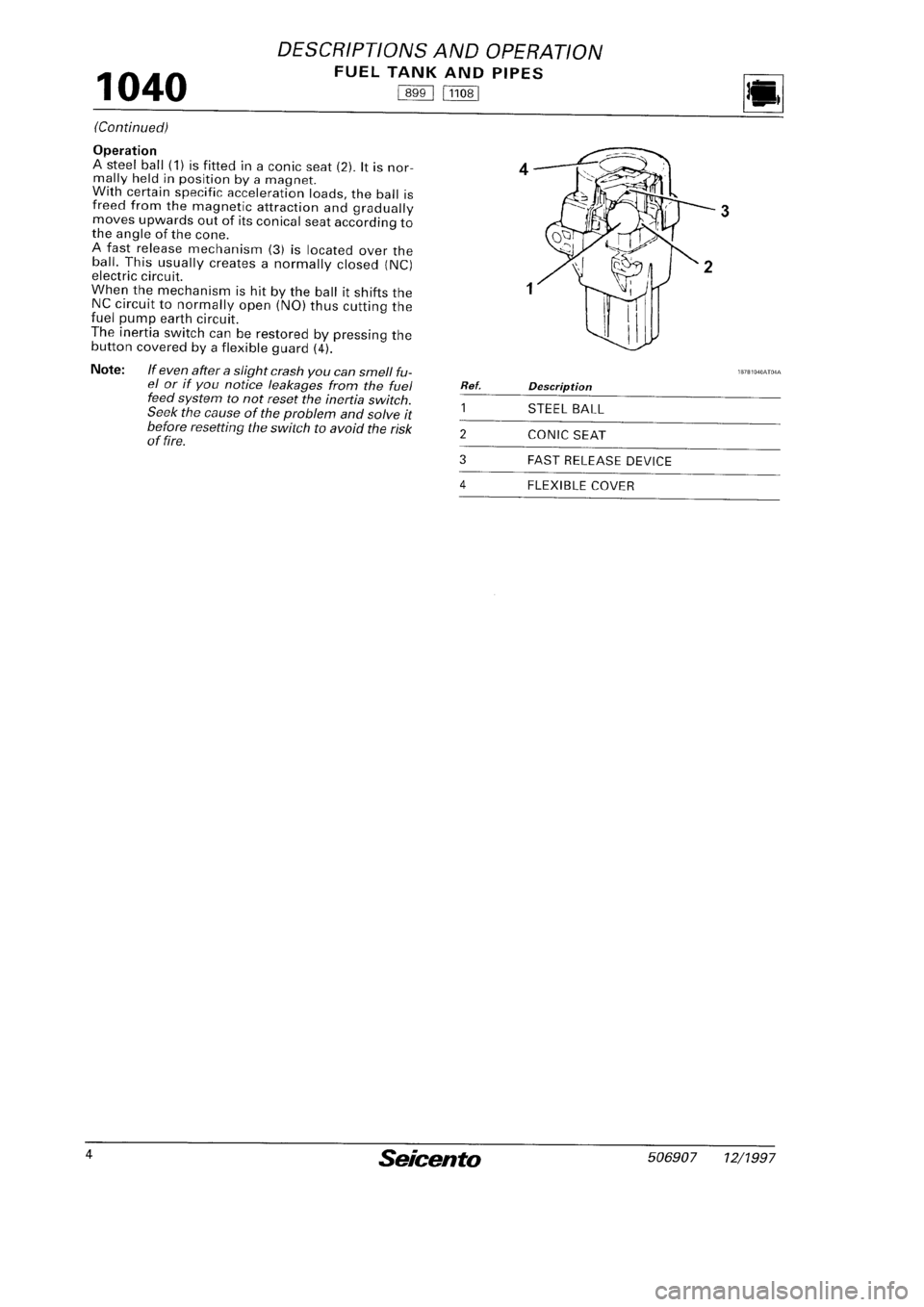 FIAT SEICENTO 1997  Service And Repair Manual 