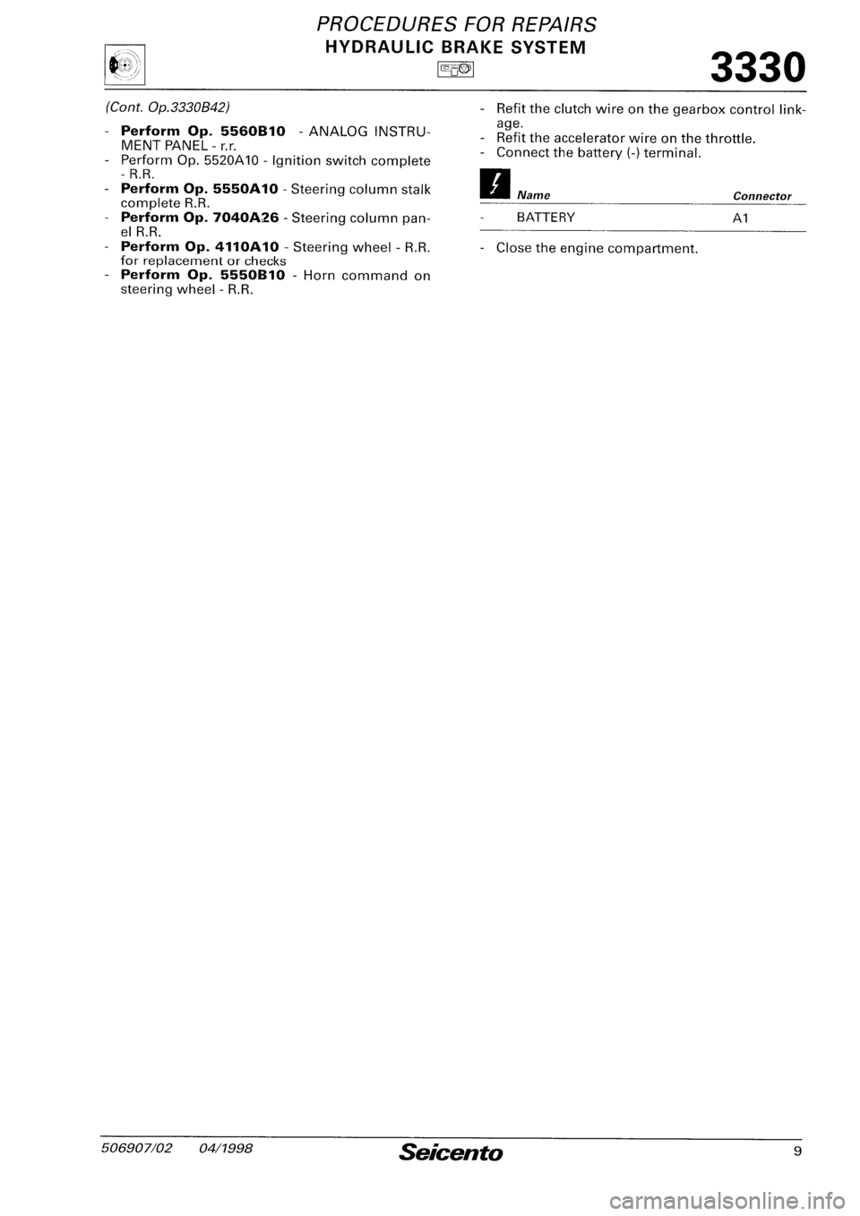 FIAT SEICENTO 1997  Service And Repair Manual 