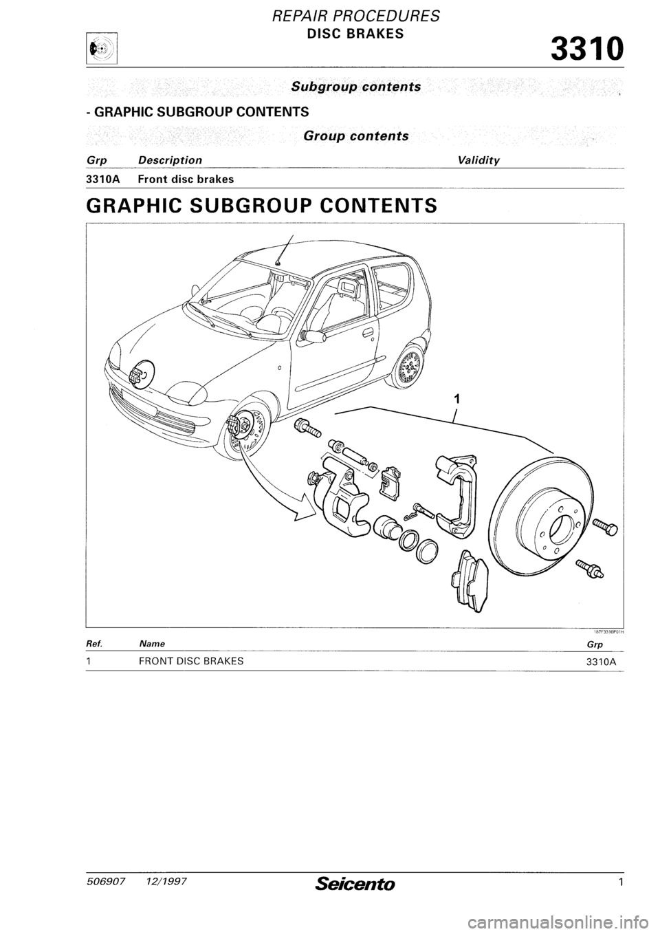 FIAT SEICENTO 1997  Service And Repair Manual 