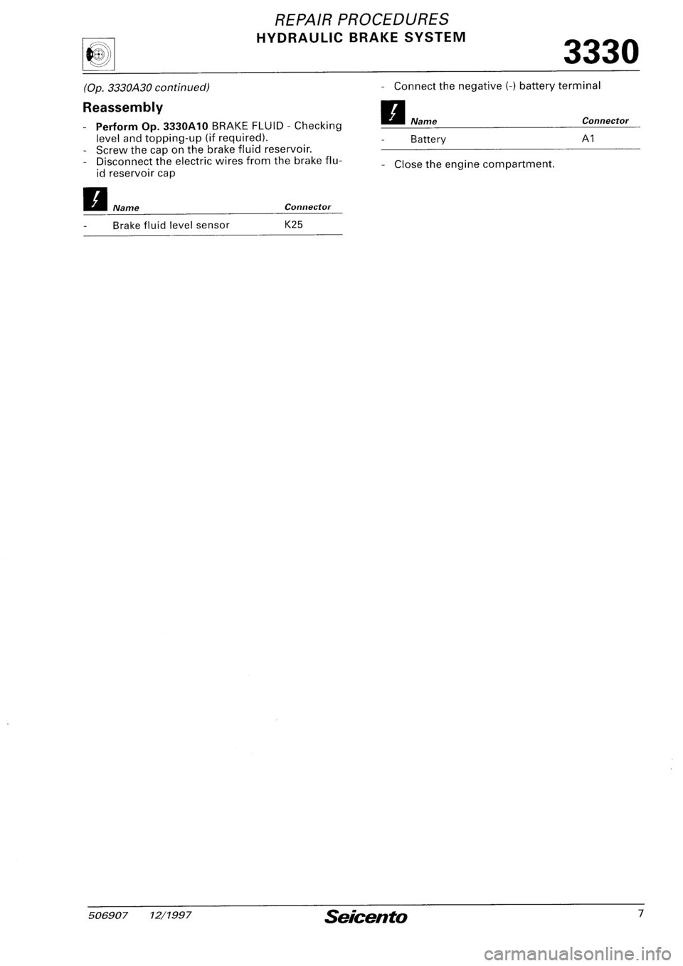FIAT SEICENTO 1997  Service And Repair Manual 