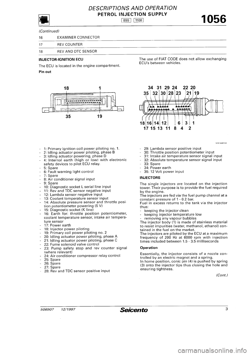 FIAT SEICENTO 1997  Service And Repair Manual 