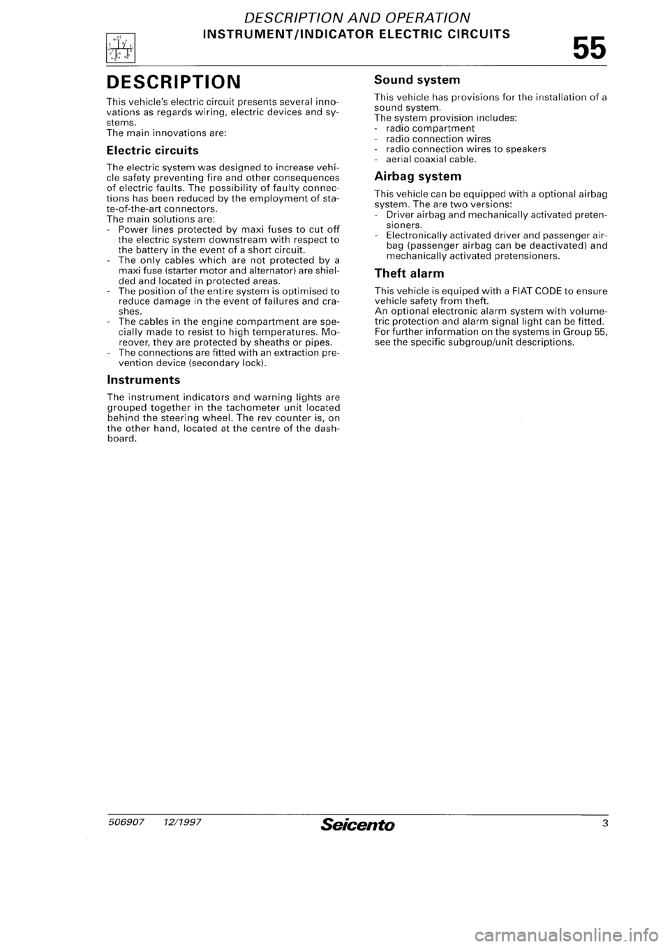FIAT SEICENTO 1997  Service And Repair Manual 