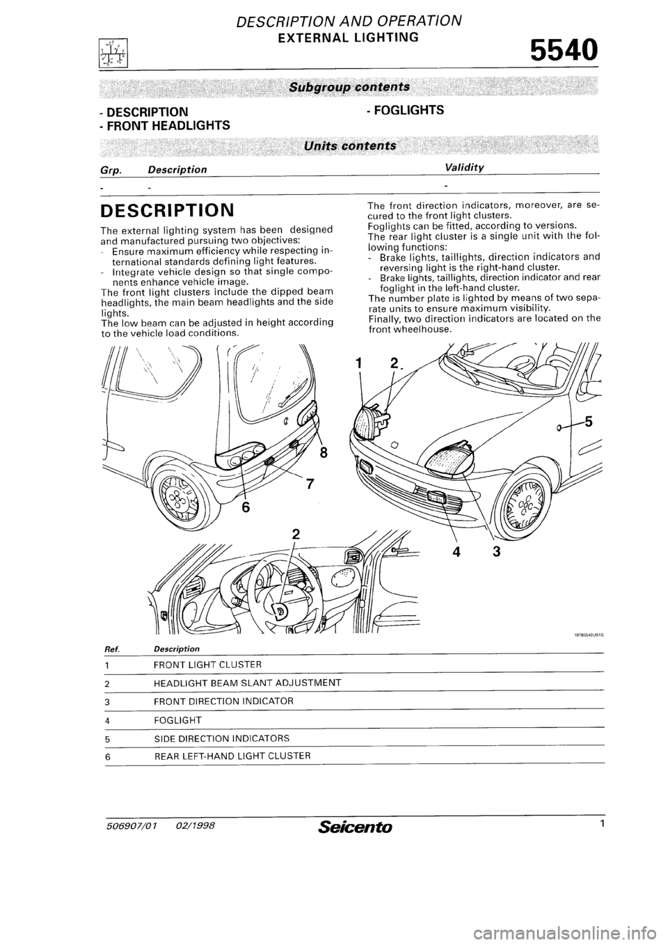 FIAT SEICENTO 1997  Service And Repair Manual 