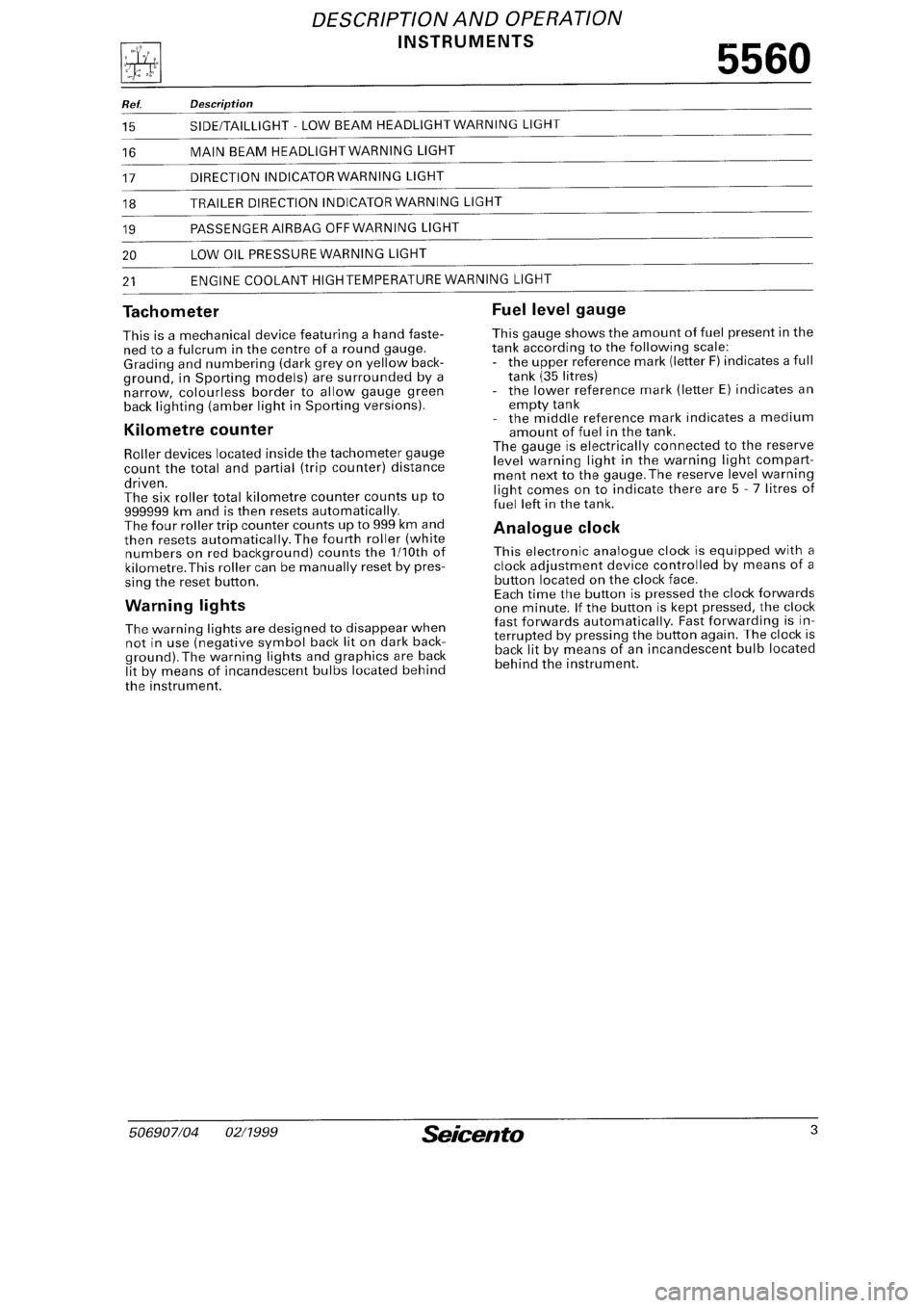 FIAT SEICENTO 1997  Service And Repair Manual 