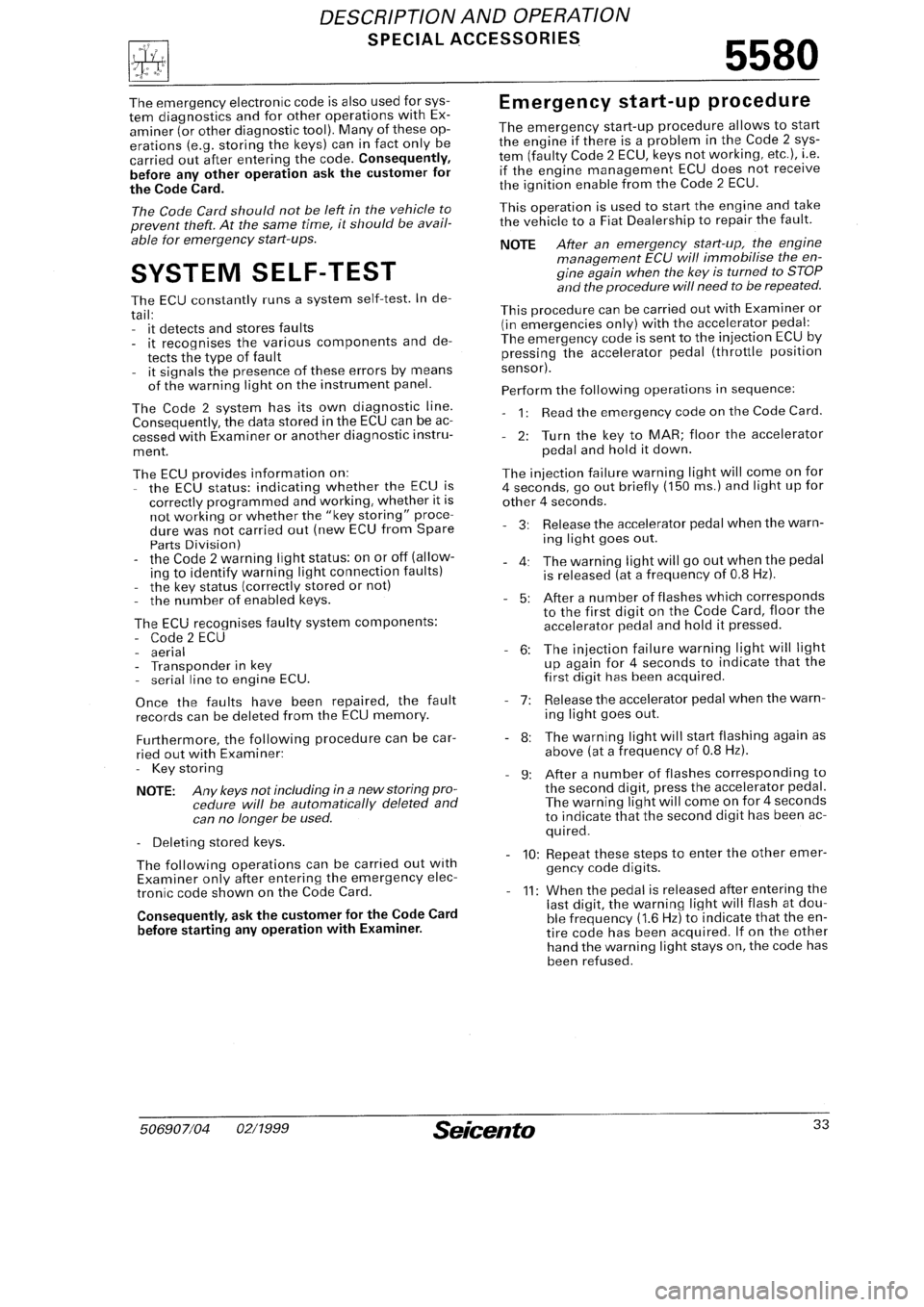 FIAT SEICENTO 1997  Service And Repair Manual 
