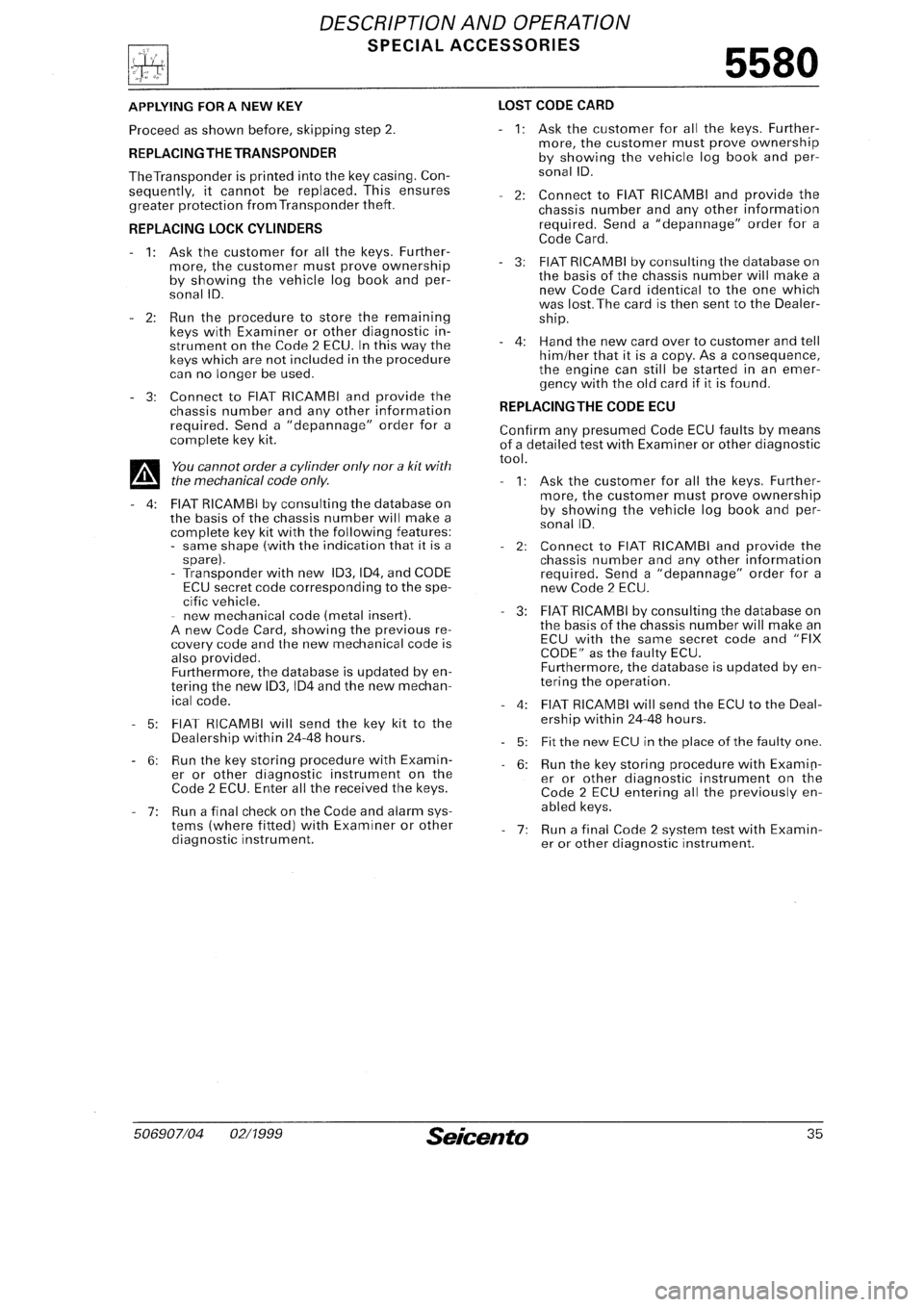FIAT SEICENTO 1997  Service And Repair Manual 
