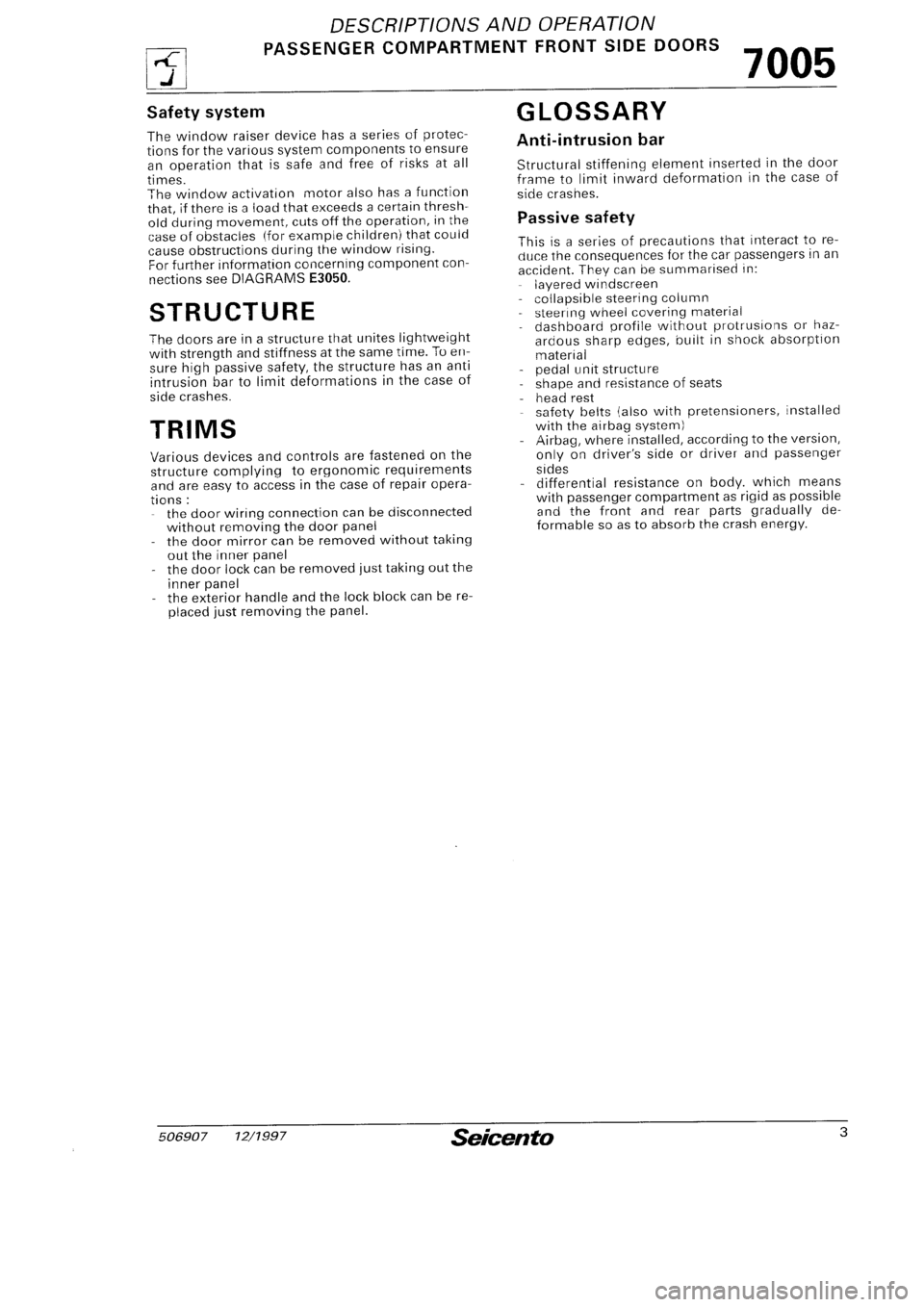 FIAT SEICENTO 1997  Service And Repair Manual 
