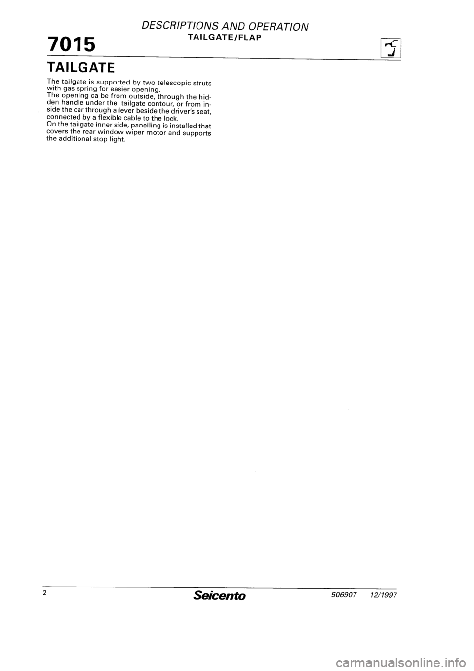 FIAT SEICENTO 1997  Service And Repair Manual 