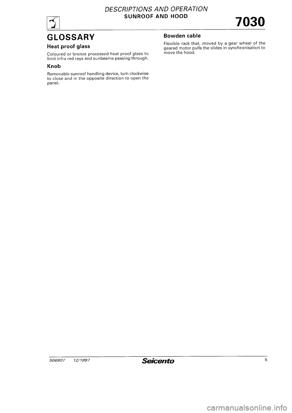 FIAT SEICENTO 1997  Service And Repair Manual 