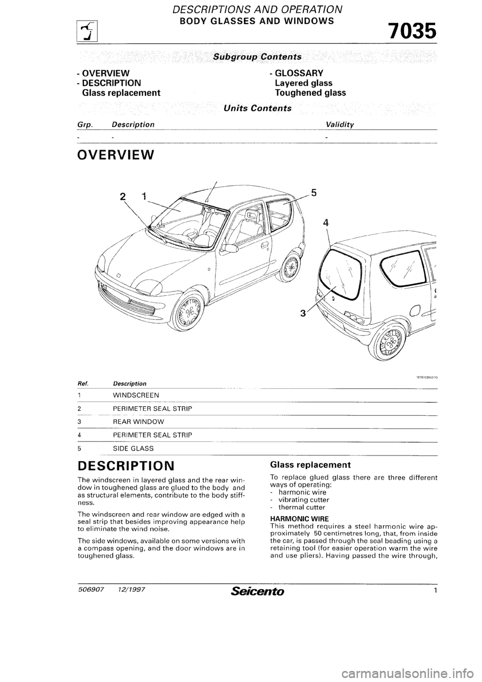 FIAT SEICENTO 1997  Service And Repair Manual 