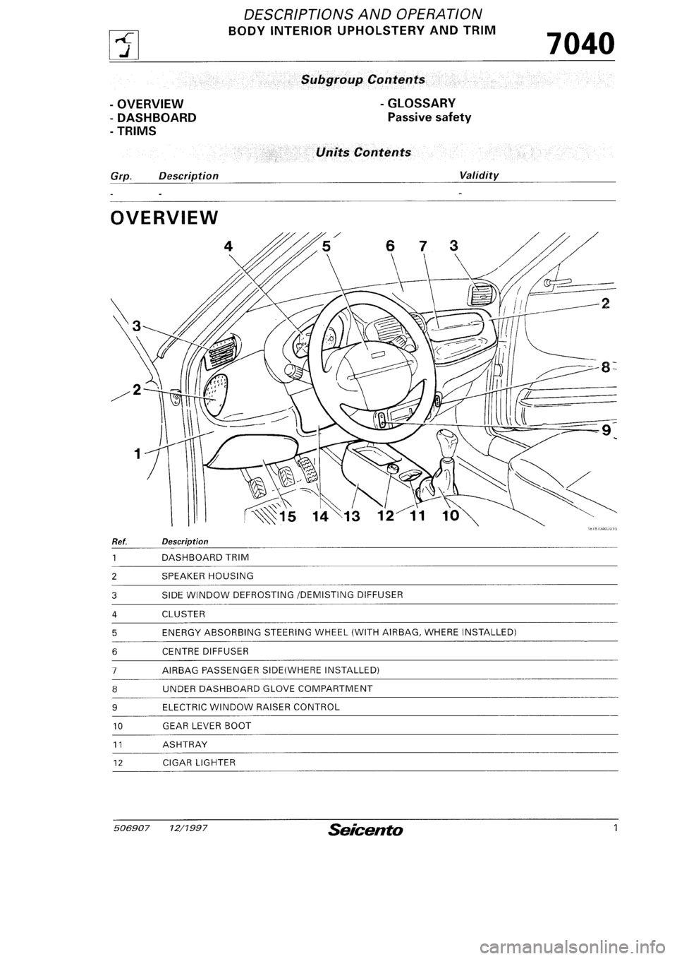 FIAT SEICENTO 1997  Service And Repair Manual 