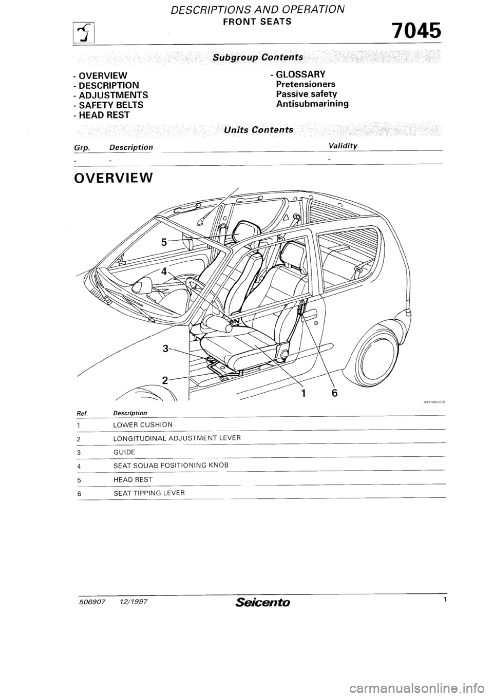 FIAT SEICENTO 1997  Service And Repair Manual 