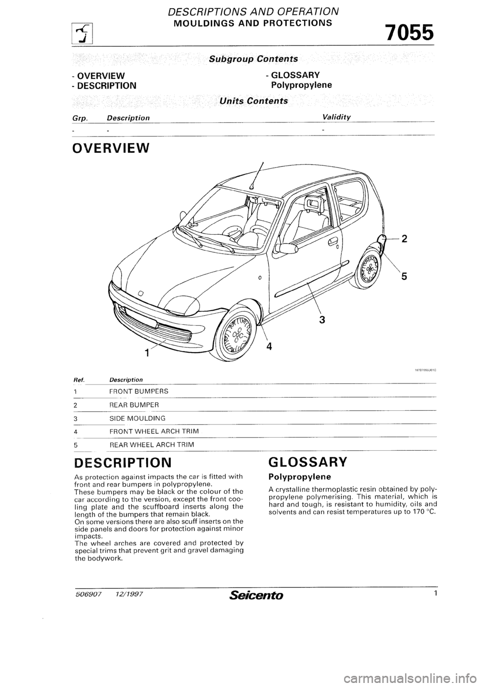 FIAT SEICENTO 1997  Service And Repair Manual 