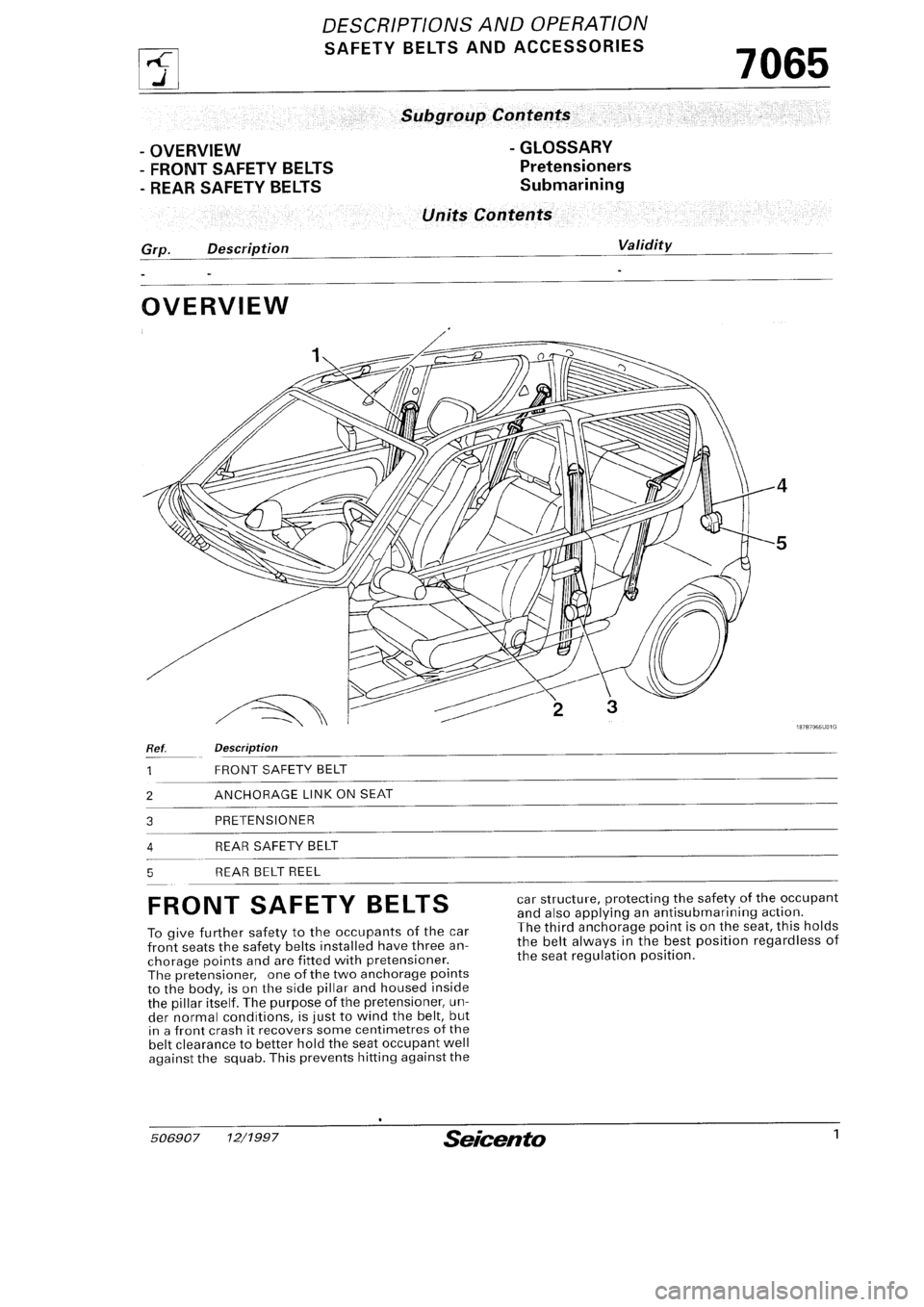 FIAT SEICENTO 1997  Service And Repair Manual 