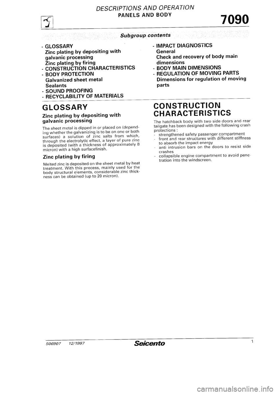 FIAT SEICENTO 1997  Service And Repair Manual 