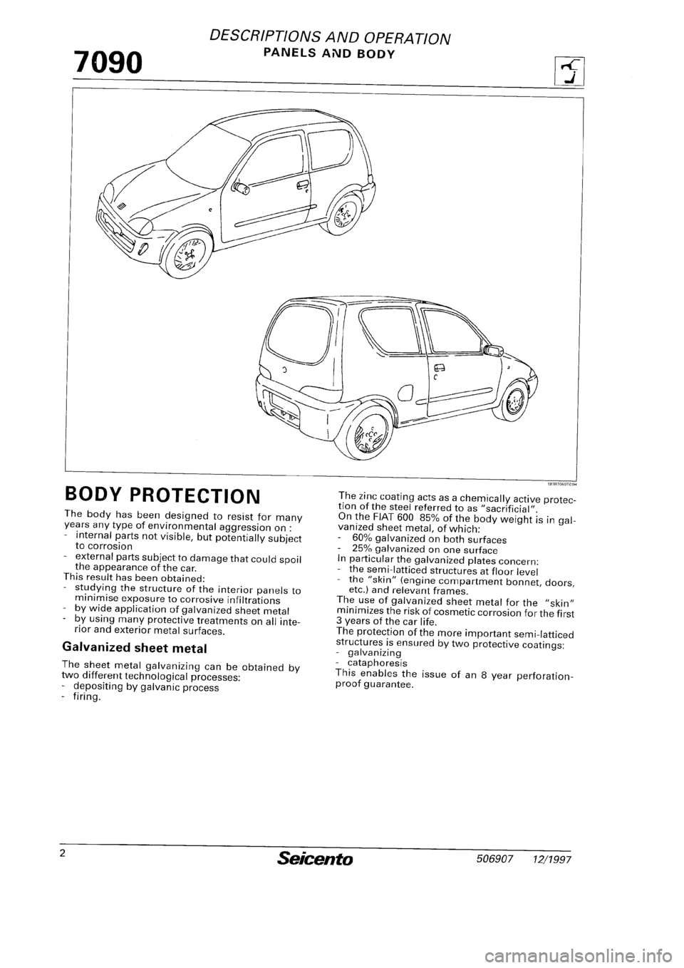 FIAT SEICENTO 1997  Service And Repair Manual 