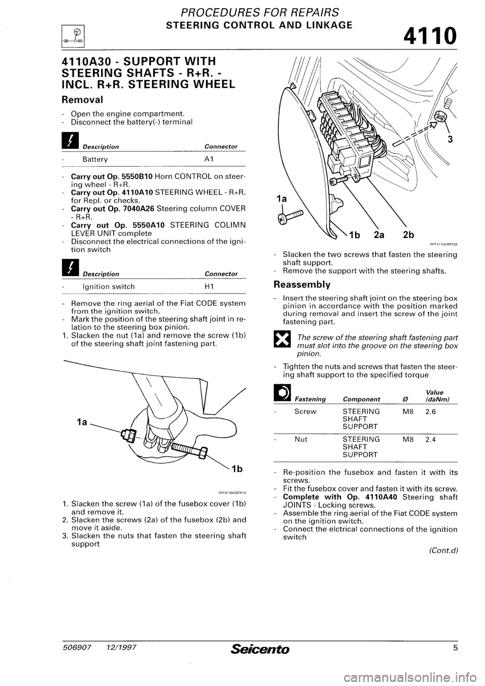 FIAT SEICENTO 1997  Service And Repair Manual 