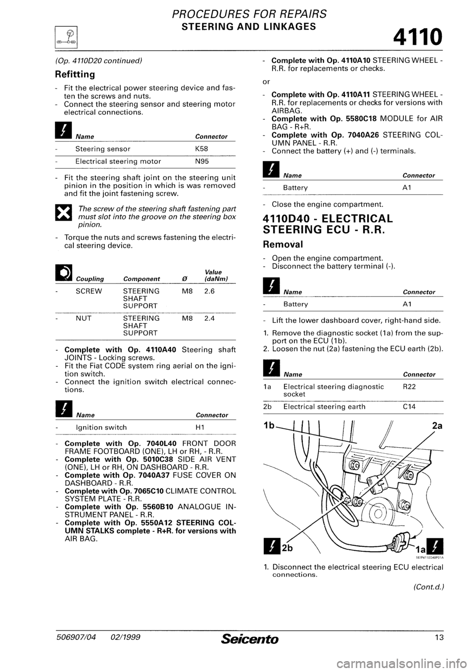 FIAT SEICENTO 1997  Service And Repair Manual 