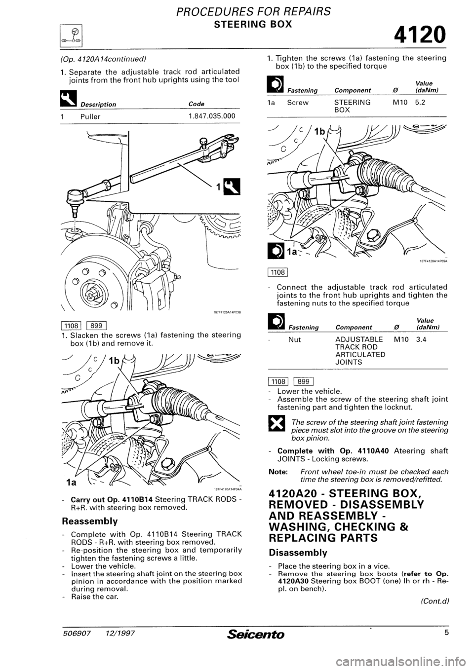 FIAT SEICENTO 1997  Service And Repair Manual 