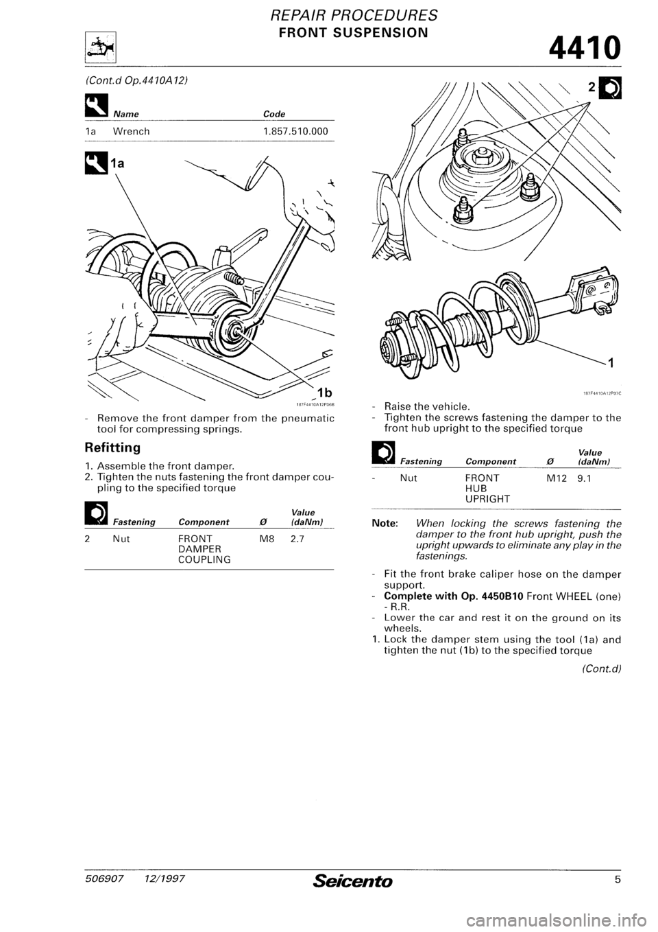 FIAT SEICENTO 1997  Service And Repair Manual 