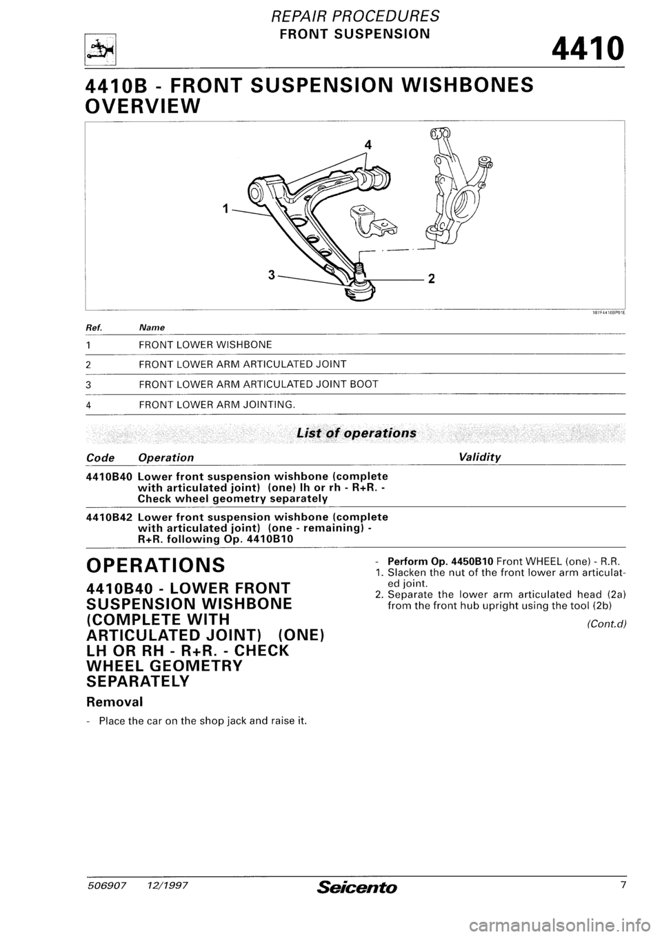 FIAT SEICENTO 1997  Service And Repair Manual 