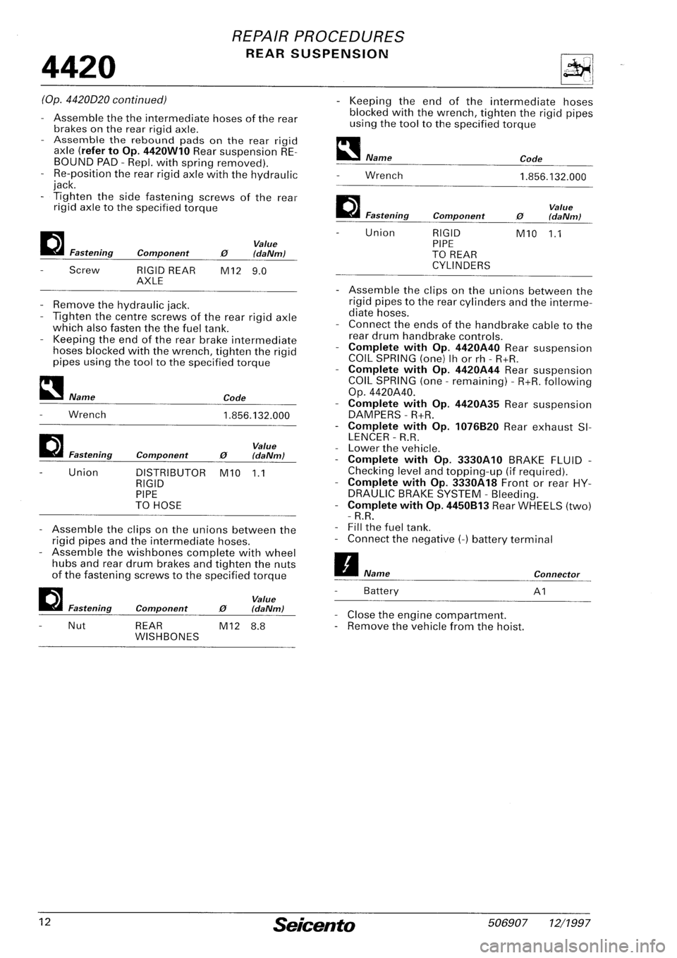FIAT SEICENTO 1997  Service And Repair Manual 