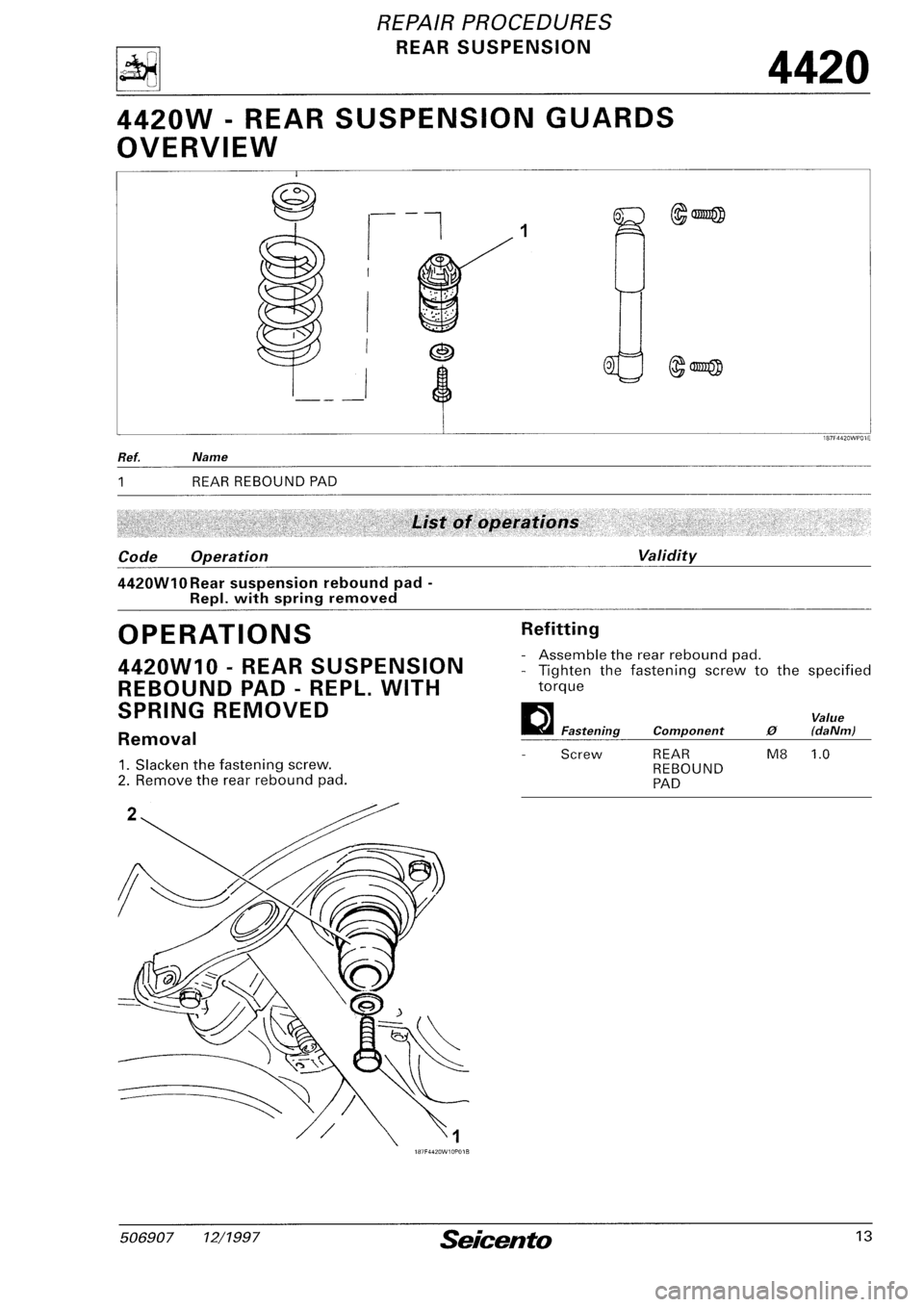 FIAT SEICENTO 1997  Service And Repair Manual 