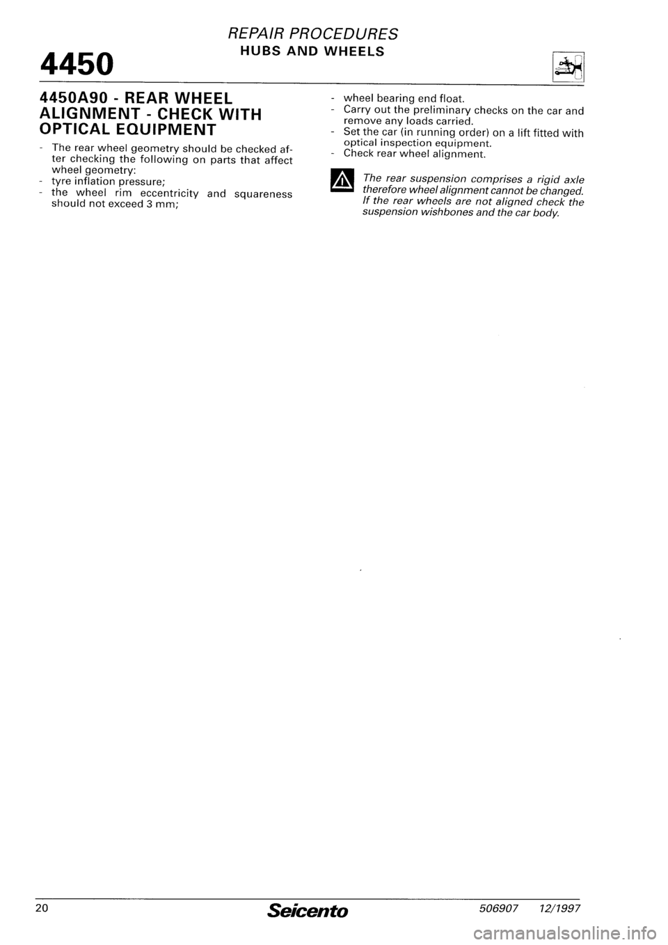 FIAT SEICENTO 1997  Service And Repair Manual 