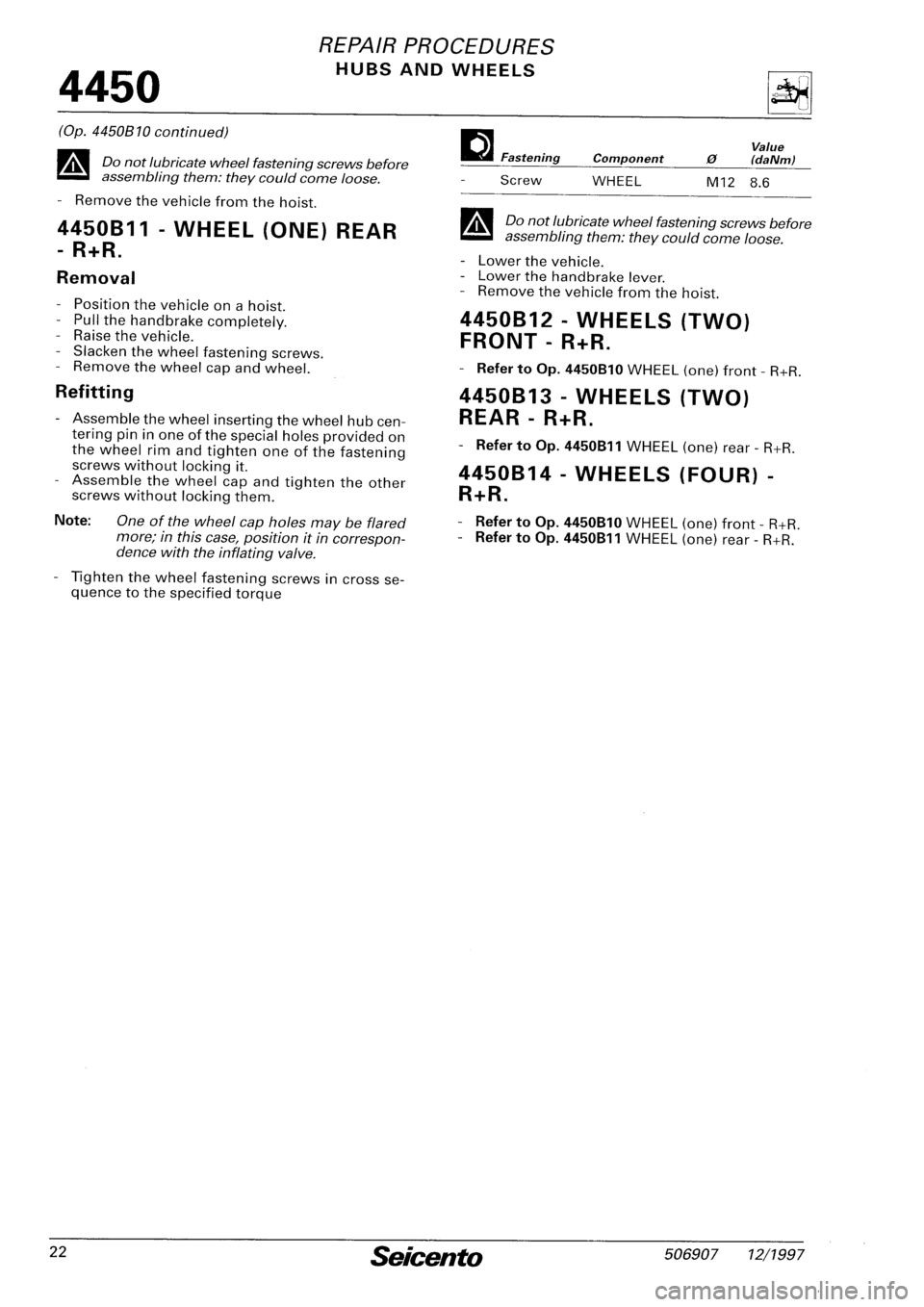 FIAT SEICENTO 1997  Service And Repair Manual 