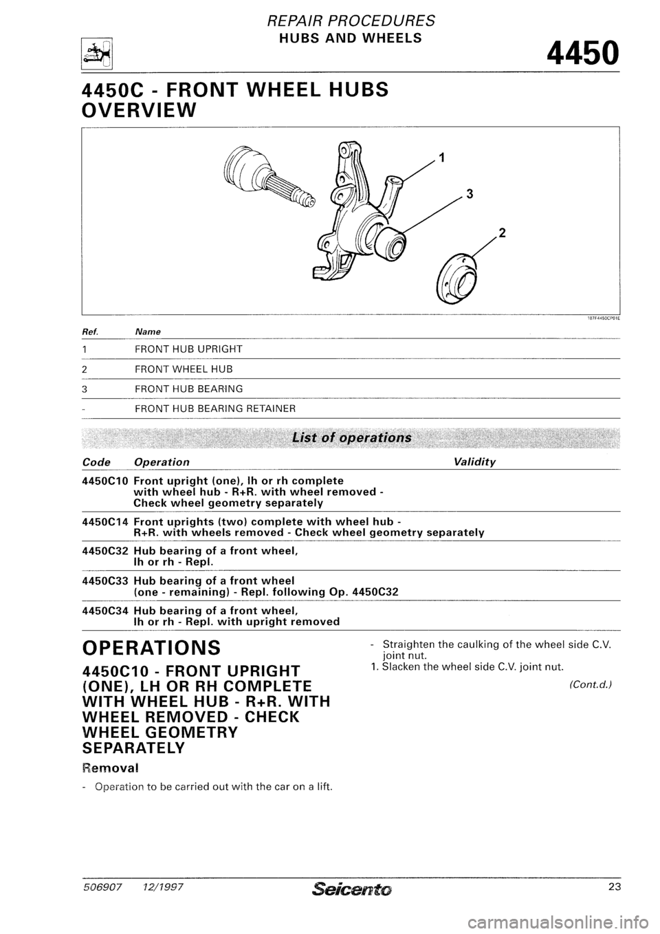 FIAT SEICENTO 1997  Service And Repair Manual 