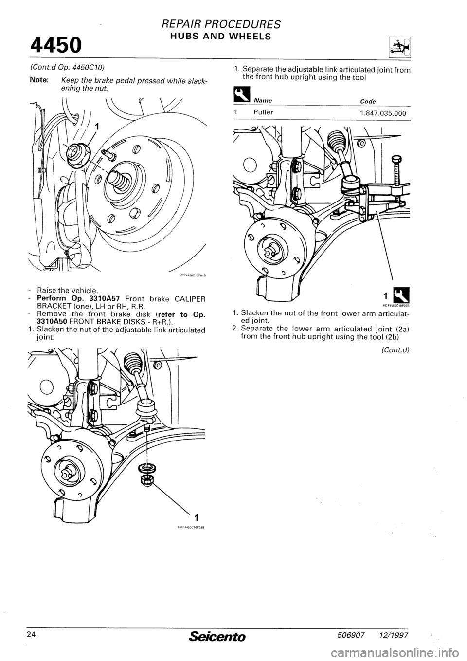 FIAT SEICENTO 1997  Service And Repair Manual 