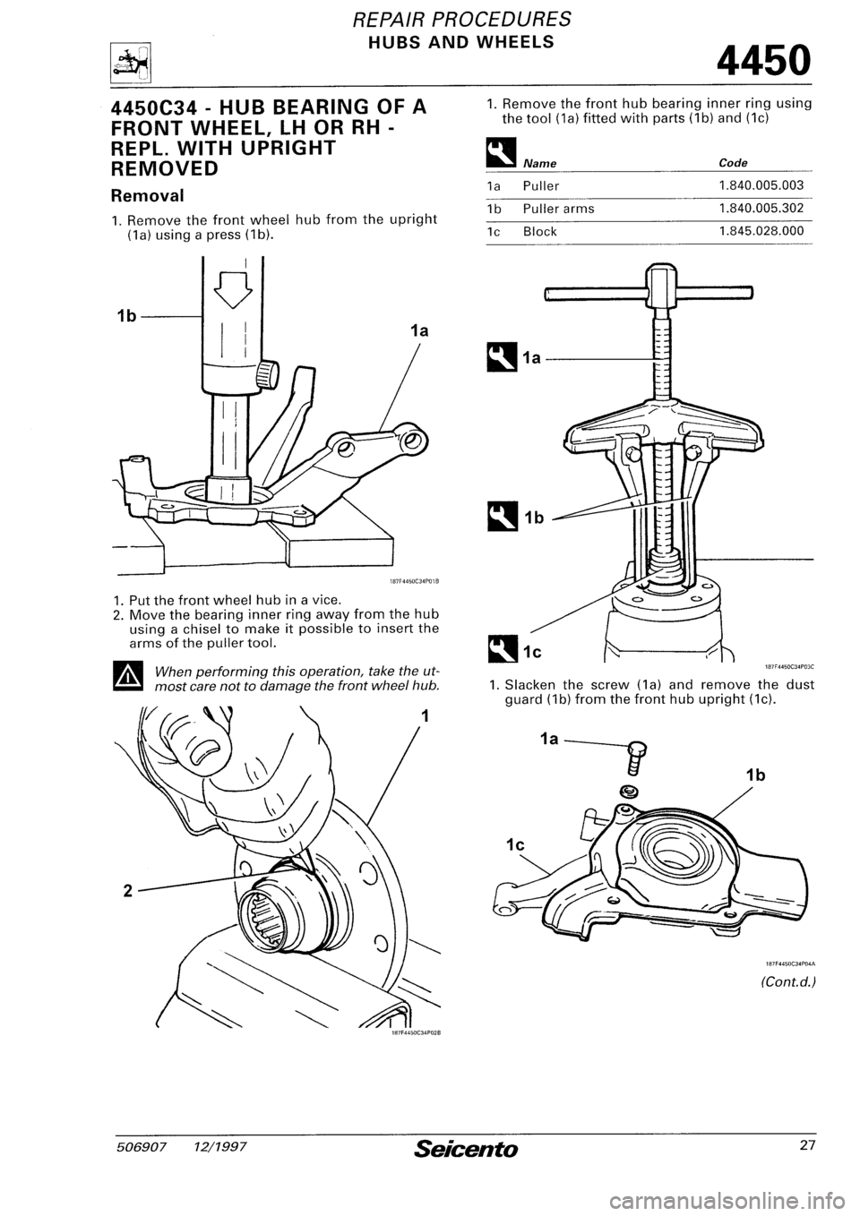 FIAT SEICENTO 1997  Service And Repair Manual 