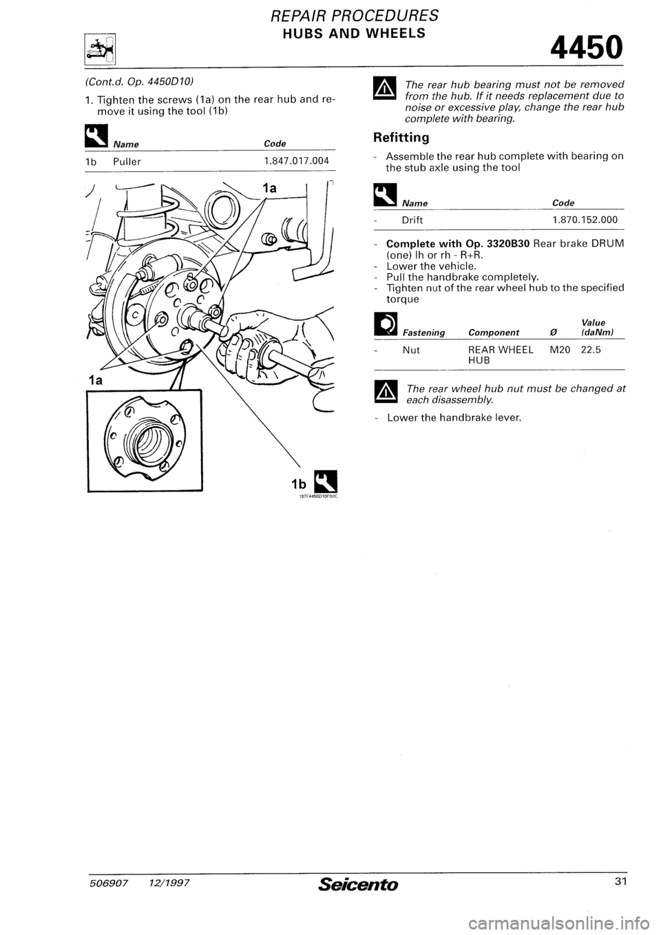 FIAT SEICENTO 1997  Service And Repair Manual 