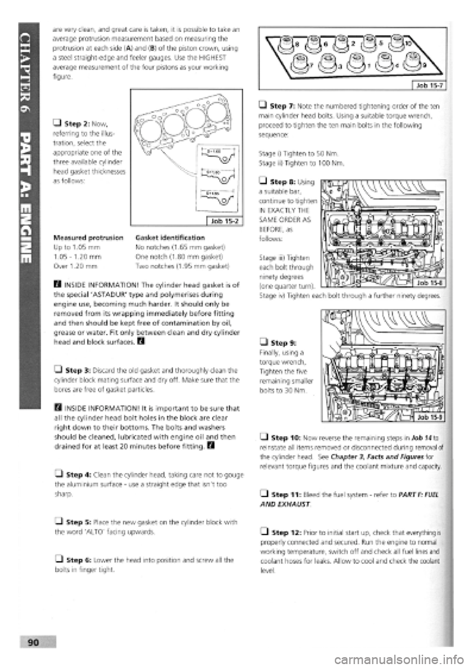 FIAT TEMPRA 1988  Service And Repair Manual 
are very clean, and great care is taken, it is possible to take an 
average protrusion measurement based on measuring the 
protrusion at each side (A) and (B) of the piston crown, using 
a steel stra