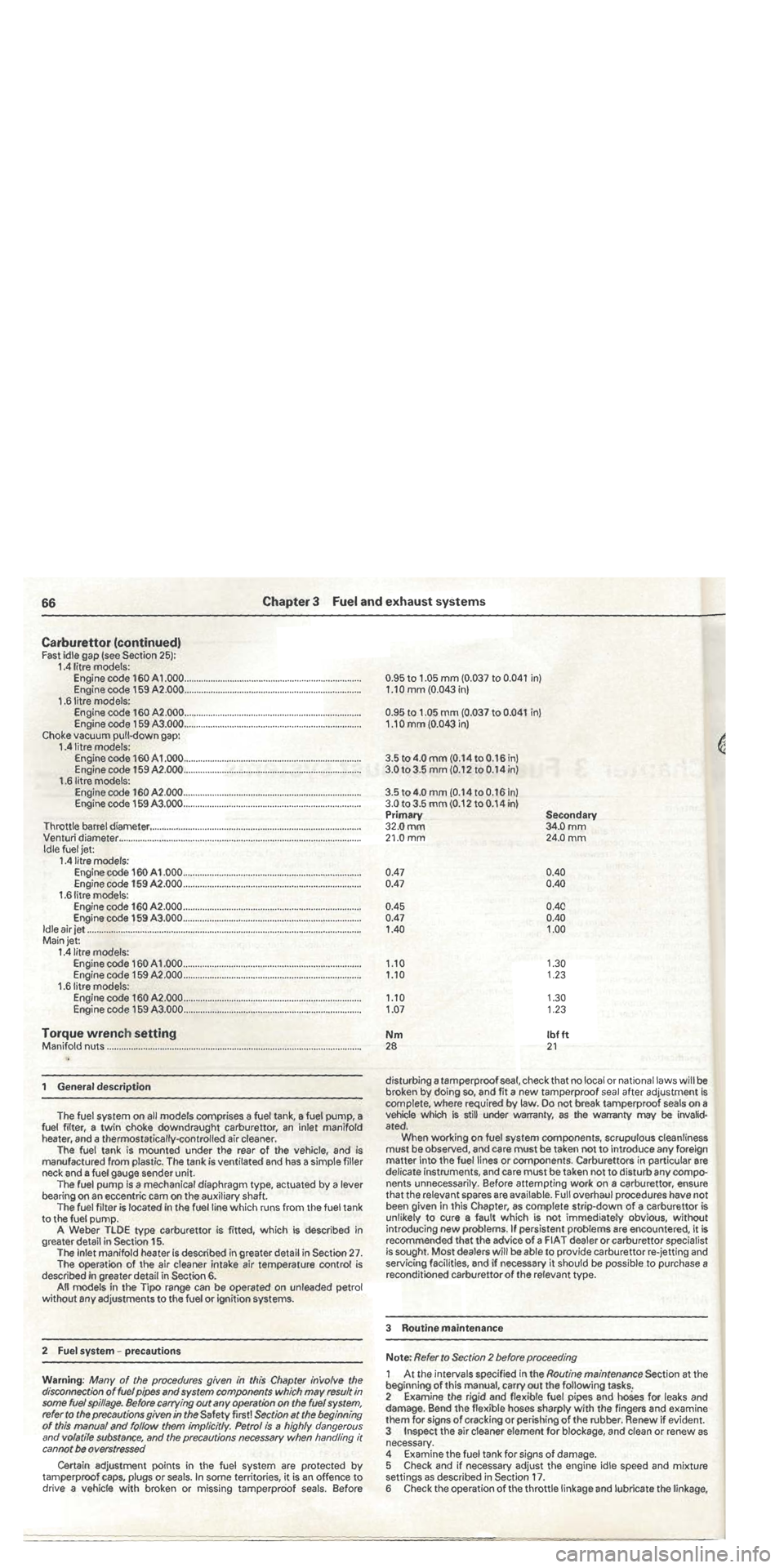 FIAT TIPO 1988  Workshop Manual 