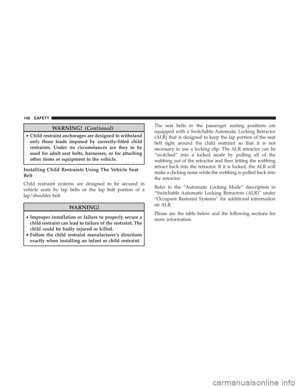 FIAT 500E 2019  Owners Manual WARNING!(Continued)
•Child restraint anchorages are designed to withstand
only those loads imposed by correctly-fitted child
restraints. Under no circumstances are they to be
used for adult seat bel
